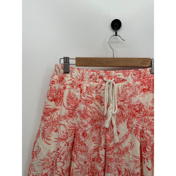 Kirious Skirt Women Orange Red Cream Rayon Linen Stretch Waist Summer Beach Boho - Picture 4 of 7